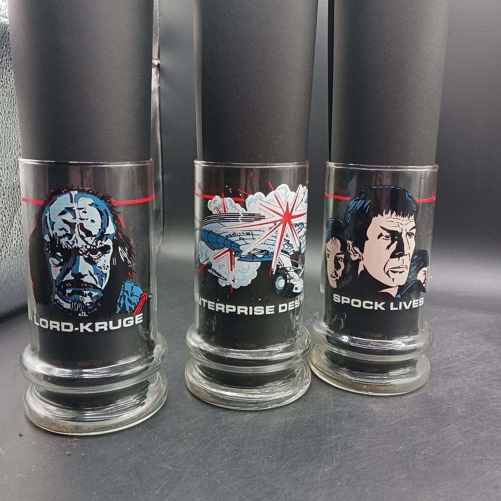 VTG 1984 Lot 3: Taco Bell STAR TREK Search for Spock Drinking GLASSES Paramount
